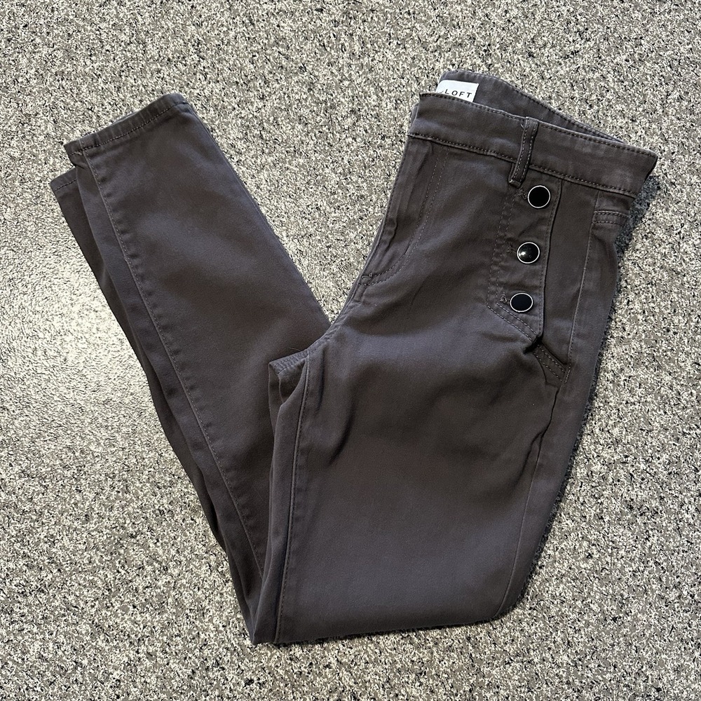 Ann‎ Taylor Loft Pants Womens 2 26x25 Mid Rise Skinny Gray Sailor Sateen Ankle
